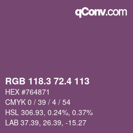 カラーコード: RGB 118.3 72.4 113 | qconv.com