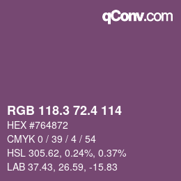 カラーコード: RGB 118.3 72.4 114 | qconv.com