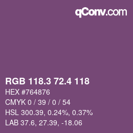 カラーコード: RGB 118.3 72.4 118 | qconv.com