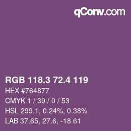 カラーコード: RGB 118.3 72.4 119 | qconv.com