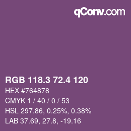 カラーコード: RGB 118.3 72.4 120 | qconv.com