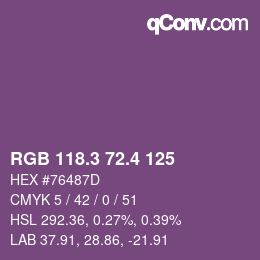 カラーコード: RGB 118.3 72.4 125 | qconv.com