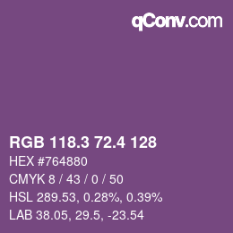 カラーコード: RGB 118.3 72.4 128 | qconv.com