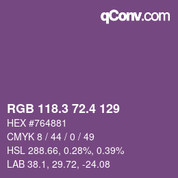 カラーコード: RGB 118.3 72.4 129 | qconv.com