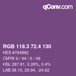 カラーコード: RGB 118.3 72.4 130 | qconv.com