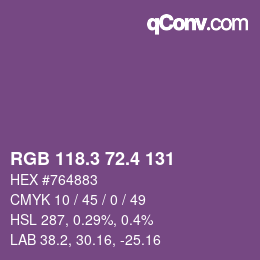 カラーコード: RGB 118.3 72.4 131 | qconv.com
