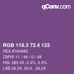 カラーコード: RGB 118.3 72.4 133 | qconv.com