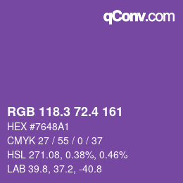 カラーコード: RGB 118.3 72.4 161 | qconv.com