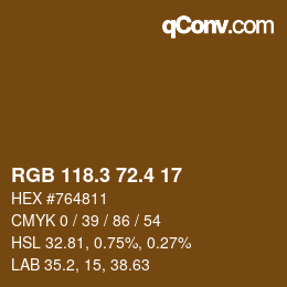 カラーコード: RGB 118.3 72.4 17 | qconv.com