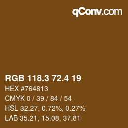 カラーコード: RGB 118.3 72.4 19 | qconv.com