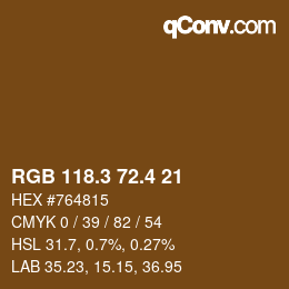 カラーコード: RGB 118.3 72.4 21 | qconv.com