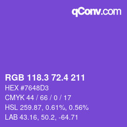カラーコード: RGB 118.3 72.4 211 | qconv.com