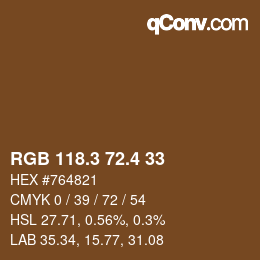 カラーコード: RGB 118.3 72.4 33 | qconv.com