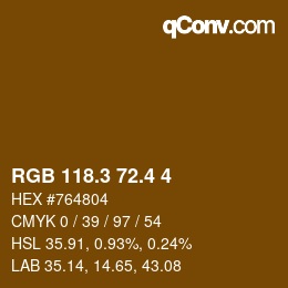 カラーコード: RGB 118.3 72.4 4 | qconv.com