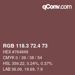 カラーコード: RGB 118.3 72.4 73 | qconv.com