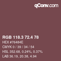 カラーコード: RGB 118.3 72.4 78 | qconv.com
