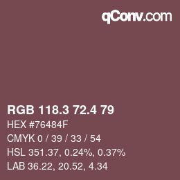 カラーコード: RGB 118.3 72.4 79 | qconv.com
