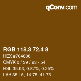 カラーコード: RGB 118.3 72.4 8 | qconv.com