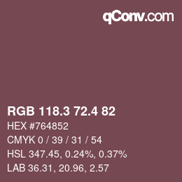 カラーコード: RGB 118.3 72.4 82 | qconv.com