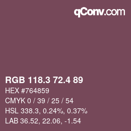 カラーコード: RGB 118.3 72.4 89 | qconv.com