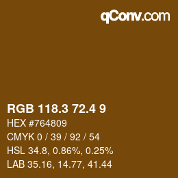 カラーコード: RGB 118.3 72.4 9 | qconv.com