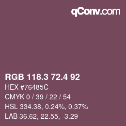 カラーコード: RGB 118.3 72.4 92 | qconv.com