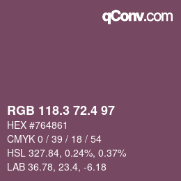 カラーコード: RGB 118.3 72.4 97 | qconv.com