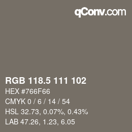 Color code: RGB 118.5 111 102 | qconv.com