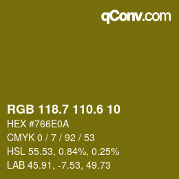 カラーコード: RGB 118.7 110.6 10 | qconv.com