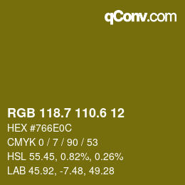 カラーコード: RGB 118.7 110.6 12 | qconv.com