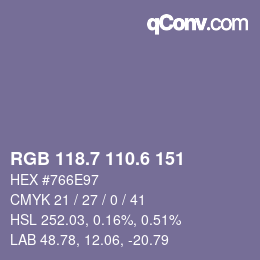 カラーコード: RGB 118.7 110.6 151 | qconv.com