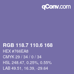 カラーコード: RGB 118.7 110.6 168 | qconv.com