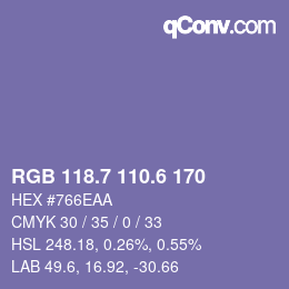 カラーコード: RGB 118.7 110.6 170 | qconv.com