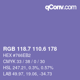 カラーコード: RGB 118.7 110.6 178 | qconv.com