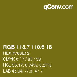 カラーコード: RGB 118.7 110.6 18 | qconv.com