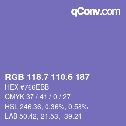 カラーコード: RGB 118.7 110.6 187 | qconv.com