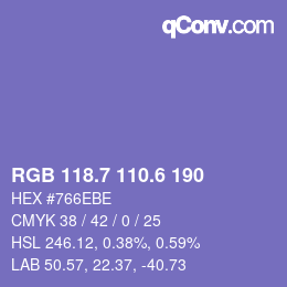 カラーコード: RGB 118.7 110.6 190 | qconv.com