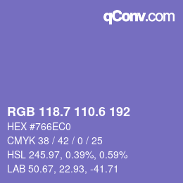 カラーコード: RGB 118.7 110.6 192 | qconv.com