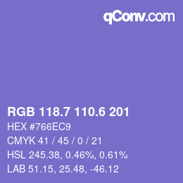 カラーコード: RGB 118.7 110.6 201 | qconv.com
