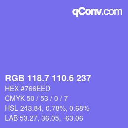 カラーコード: RGB 118.7 110.6 237 | qconv.com