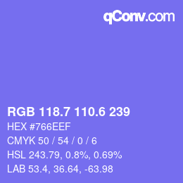 カラーコード: RGB 118.7 110.6 239 | qconv.com