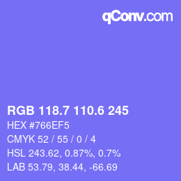 カラーコード: RGB 118.7 110.6 245 | qconv.com