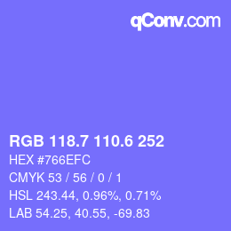 カラーコード: RGB 118.7 110.6 252 | qconv.com