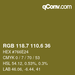カラーコード: RGB 118.7 110.6 36 | qconv.com