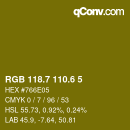 カラーコード: RGB 118.7 110.6 5 | qconv.com
