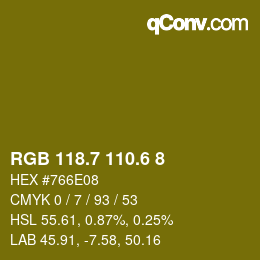 カラーコード: RGB 118.7 110.6 8 | qconv.com