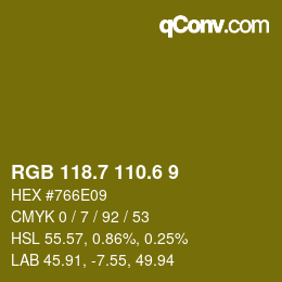 カラーコード: RGB 118.7 110.6 9 | qconv.com