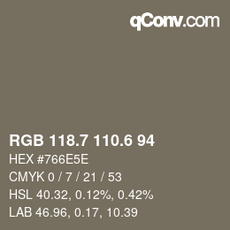 カラーコード: RGB 118.7 110.6 94 | qconv.com