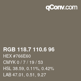 カラーコード: RGB 118.7 110.6 96 | qconv.com