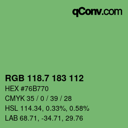 カラーコード: RGB 118.7 183 112 | qconv.com